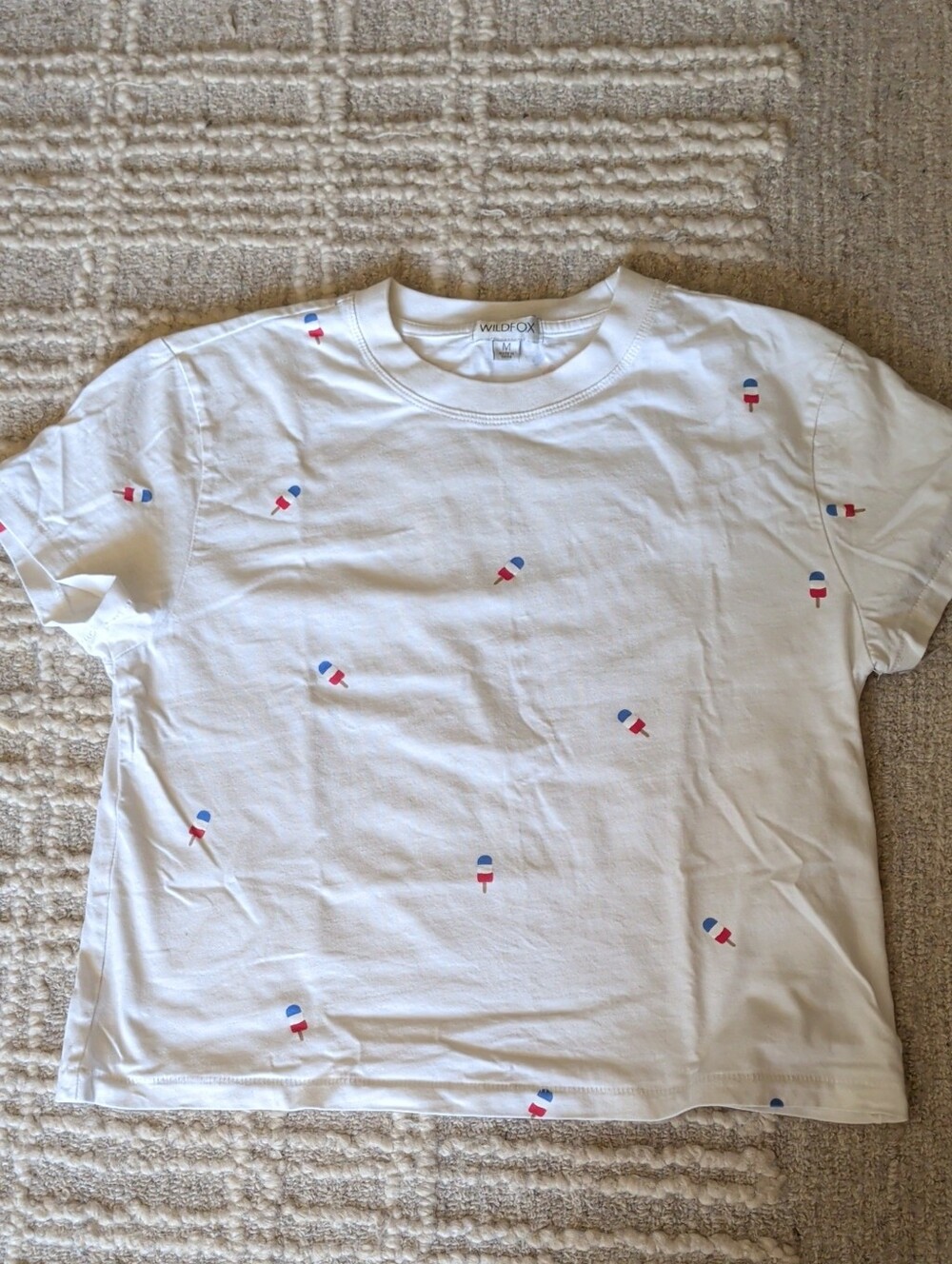 Wildfox White Tee with Red and Blue Popsicle Motif